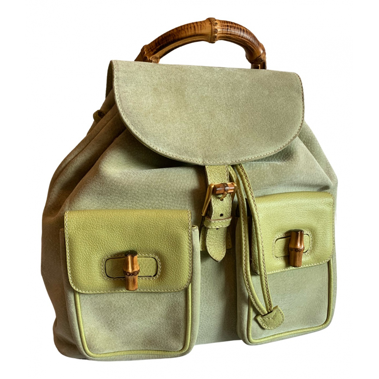 Vintage bamboo backpack Gucci Green in 